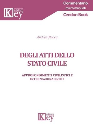 cover image of Degli atti dello stato civile